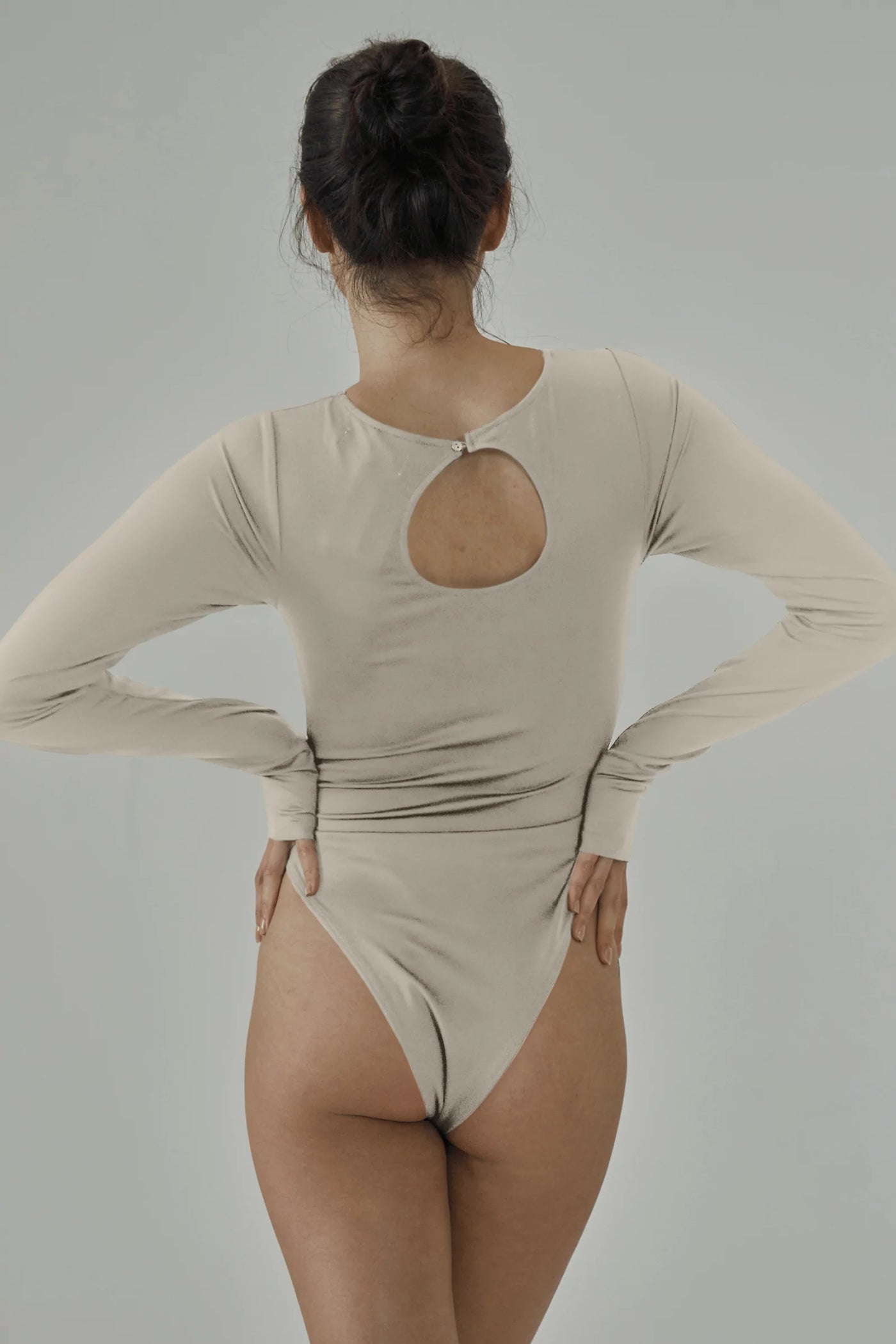 Sian Marie lounge Contour Long Sleeved Zip Bodysuit - Nude
