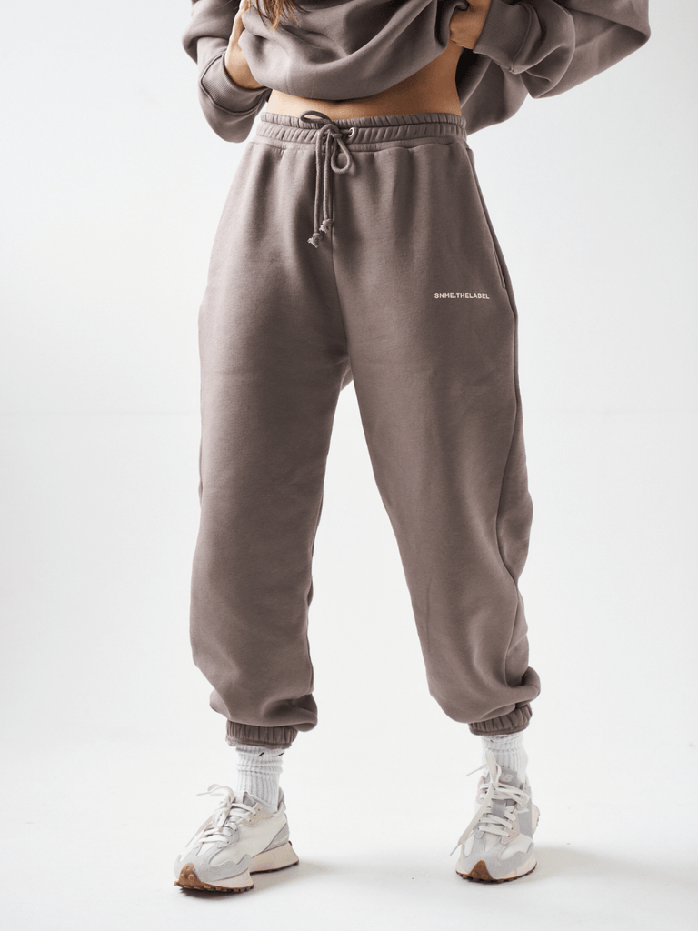 Baggy Essential Joggers - Washed Brown, Premium Women's Loungewear