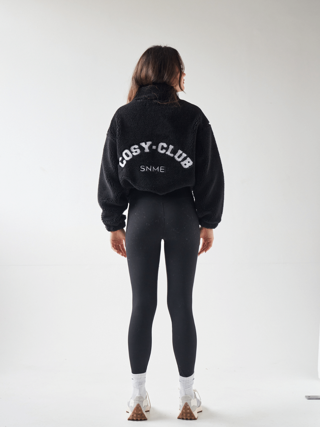 Sian Marie lounge Quarter Zip Cosy Club Teddy Fleece Jacket - Black