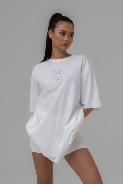 Sian Marie Hoodies Sian Marie Cream Oversized Raw Edge T-Shirt