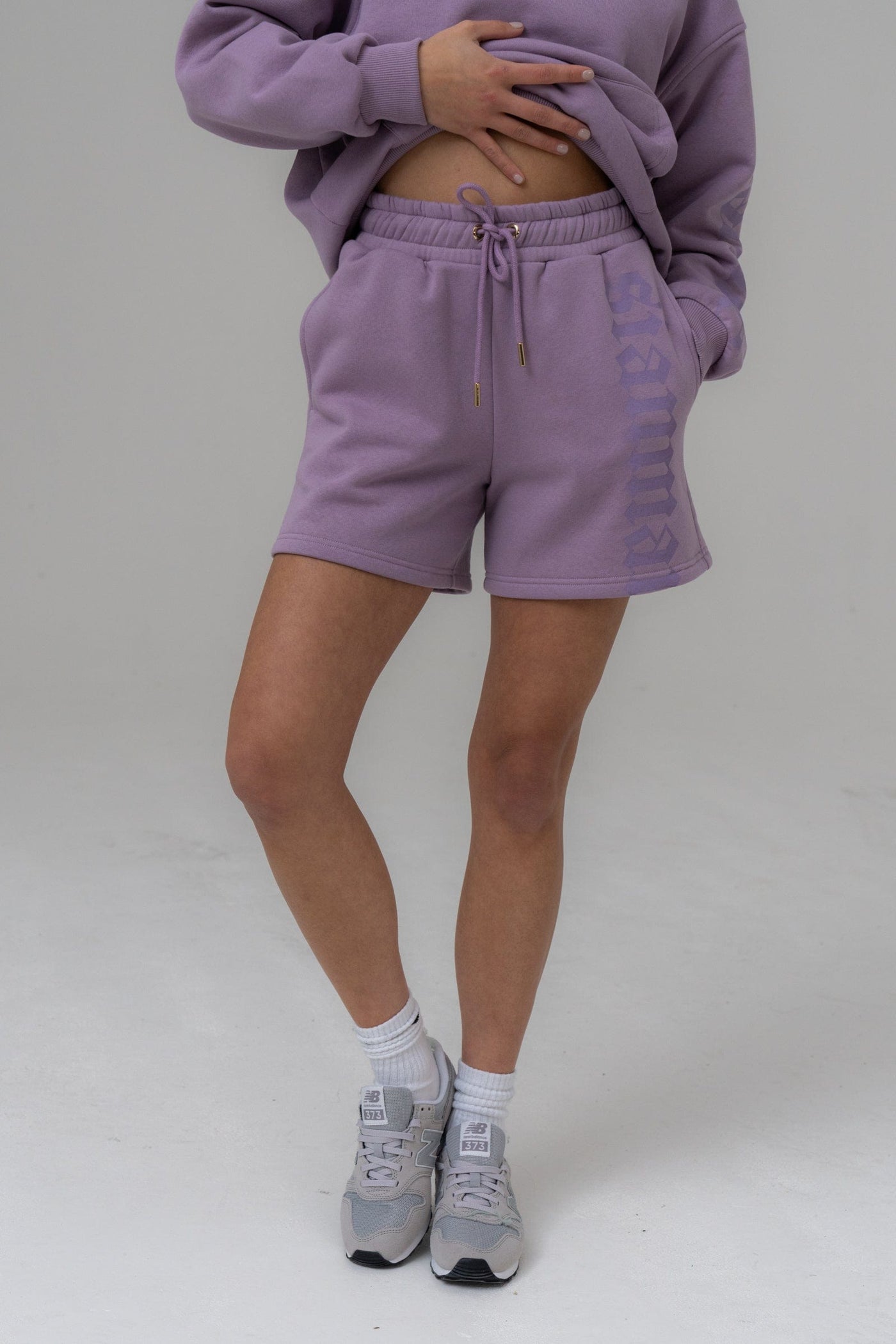 Sian Marie Women's  Baggy Slogan Print Shorts - Lilac