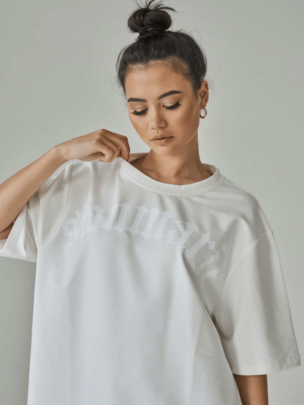 Baggy slogan t sales shirt